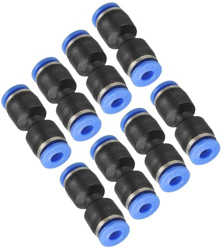 TOP-VIGOR 16Pcs 4mm Push Fit Pneumatic Fittings, 5/32” OD Quick Connect Straight Tube Air Line Connectors Kit