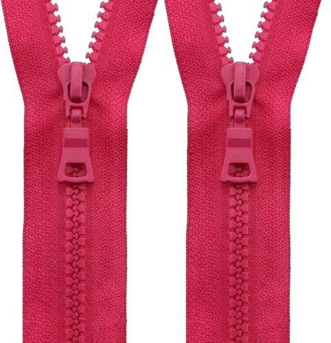 LKXHarleya Cerniera Lampo in Resina, Cerniera Lampo a Doppio cursore con estremità Chiusa da 15 cm per Giacche, Cappotti e Abbigliamento, Cucito Fai da Te, Rosa Acceso