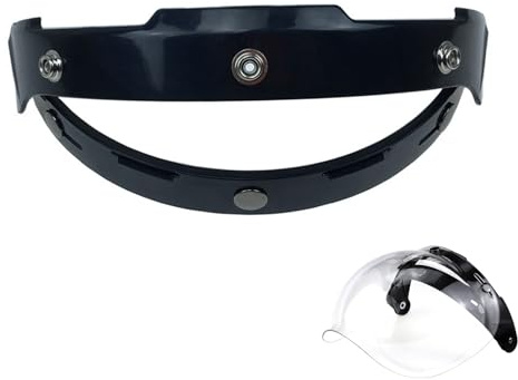 Kunststoff Verstellbarer Helm Visierhalter, Motorradhelmschutz Visierverschluss, Motorcycle Helmet Visor Replacement, 3-Snaps Bubble Shield Visier Gesichtsmaske, Geeignet für Retro-Helme (Schwarz)