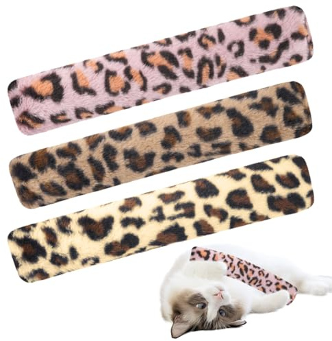 3 Pièces Jouet Herbe a Chat, Jouet à l'herbe à Chat Doux et Confortable | Motif Léopard Coussins à la Valériane pour Chat, Dents Grincement Bâton, Jouet Interactif pour Gratter, Mâcher et Jouer