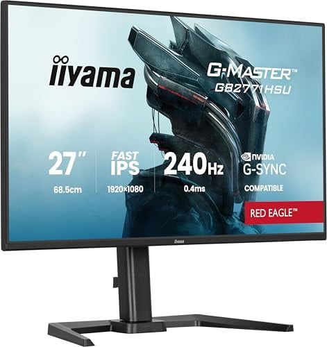 iiyama G-Master Red Eagle GB2771HSU-B1 68,6cm 27 Fast IPS LED Gaming Monitor Full-HD 240Hz HDMI DP USB3.2 USB-C 0.4ms G-SYNC Höhenverstellung Pivot schwarz