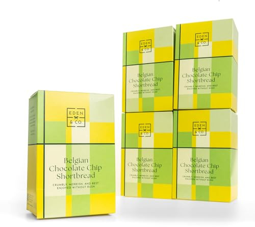 Belgian Chocolate Chip Scottish Shortbread 5 Pack, Luxury Biscuits, Vegan and Gluten Free, Dairy Free, Egg Free, Nut Free,150g Each by EDEN & CO.