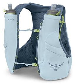 Osprey Dyna 6L Women's Running Hydration Vest with Hydraulics Soft Flasks - Adjustable Water Pack with Pockets, Dawn Blue, Medium