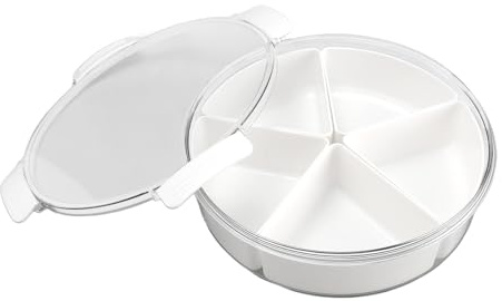 ECHTNATAV Sensory Bin with Lid, 5 Compartment Stackable Motor Skills Storage Box Pouring Scooping Sensory Games Easy Clean Sealable Activity Tray for Home Outdoor Play