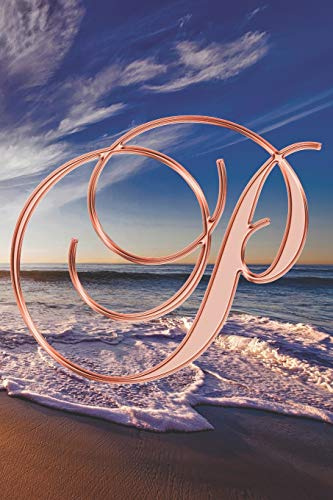 P Journal: A Monogram P Initial Capital Letter Notebook For Writing And Notes: Great Personalized Gift For All First, Middle, Or Last Names (Rose Gold Sunset Beach Print)