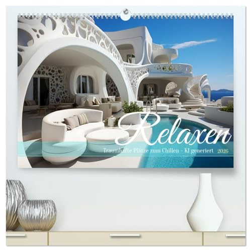 Relaxen (hochwertiger Premium Wandkalender 2026 DIN A2 quer), Kunstdruck in Hochglanz: Raus aus dem Alltag - Rein in den Relaxmodus - KI generierte ... Plätzen zum Chillen (CALVENDO Orte)