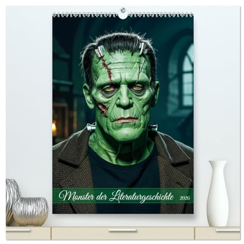Monster der Literaturgeschichte (hochwertiger Premium Wandkalender 2026 DIN A2 hoch), Kunstdruck in Hochglanz: Ein Kalender mit 12 düsteren Bildern ... ein ikonisches Monster. (CALVENDO Kunst)