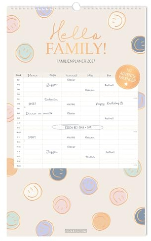 Familienplaner 2027 Hello Family!: Familienplaner