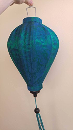 Vietnamesisch Silk & Bamboo Lampshade/Laterne (14 Zoll / 35cm) (blau)