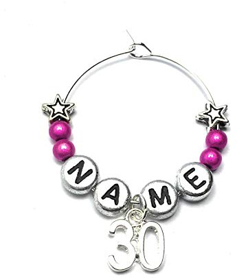 Libby's Market Place Personalised 30th Birthday Anniversary Wine Glass Charm on a Gift Card