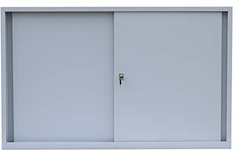 Schiebetürenschrank komplett montiert 750 x 1200 x 450 mm Schwebetürenschrank Büro Aktenschrank Sideboard aus Stahl grau 550120