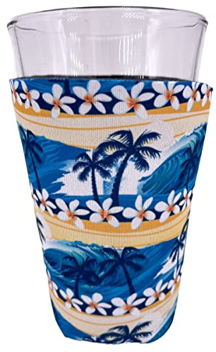 Coolie Junction Waves Beach Tropical Pattern Pint Glass Coolie
