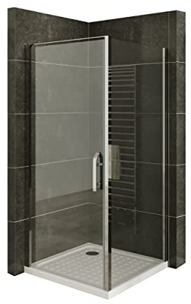 i-flair Duschkabine NICOLE mit Fronteinstieg 90x80x195 cm - Tür: 90 cm Eckduschkabine aus 8mm durchsichtigem Nano ESG Sicherheitsglas - LINKS UND RECHTS MONTIERBAR! - DK668