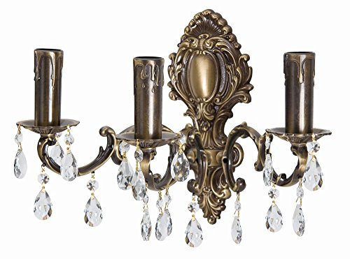 Premium Wandleuchte aus Messing Antik Jugendstil E14 bis 60W 230V Schlafzimmer Flur Wohnzimmer Esszimmer Lampe Leuchte Beleuchtung innen mit Kristall Wandlampe