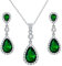 Clearine Damen 925 Sterling Silber Hochzeit Braut Cubic Zirconia Unendlichkeit Tropfen Anhänger Halskette Dangle Ohrringe Schmuck Set Smaragd-farbe