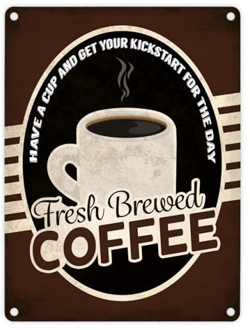 trendaffe - Metallschild mit American Diner Classics - Coffee Motiv