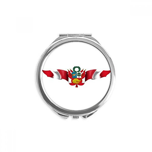 DIYthinker Peru-Flaggege National Emblem Spiegel Runder bewegliche Handtasche Make-up 2.6 Zoll x 2.4 Zoll x 0.3 Zoll Mehrfarbig