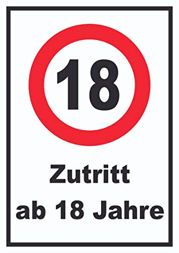HB-Druck Zutritt ab 18 Jahre Schild A6 Rückseite selbstklebend