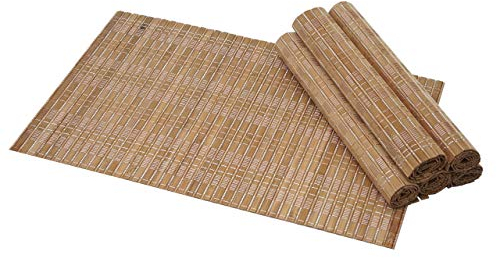6-teiliges Tischset HWC-C13, Platzdeckchen Tischmatte Platzset, Bambus abwaschbar 45x30cm - Dunkelbraun