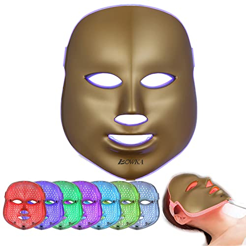 BOWKA LED Gesichtsmaske, Licht Photon Gesicht Spa Hautpflege Haut straffen für Hautverjüngung Faltenbehandlung Anti Akne Anti Falten (GOLD)