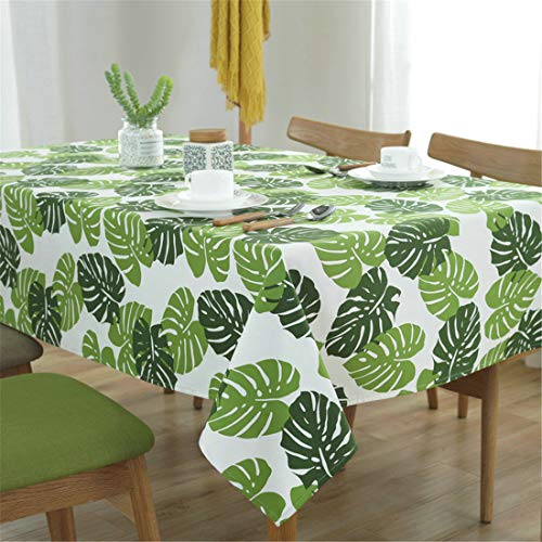 X-Labor Abwaschbar Tischtuch Tischdecke Eckig Wasserdicht Textil Stoff Tischwäsche Pflegeleicht Garten Zimmer Tischdekoration Grün Blatt 120 * 160cm
