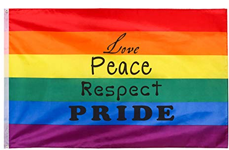 QSUM 3 x 5 Fuß Gay Pride Flagge - Love Peace Respect Pride - Regenbogen Flagge LGBT Festival Parade und Dekoration Flagge