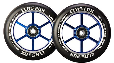 CLAS FOX Pro Stunt Scooter Rollen Roller Räder 110mm Ein Paar mit ABEC-9 Kugellager CNC Metallker (2 stücke) (schwarz-blau)