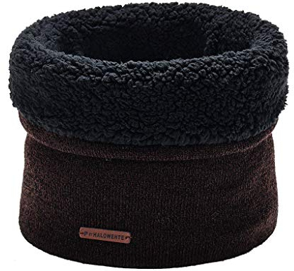 Lazzboy Gestrickte Wolle Schal Hals Winter Wärmer Cowl Kragen Kreis Häkeln Multifunktionstuch Halstuch Sporttuch Schlauchtuch Kopftuch(Khaki)