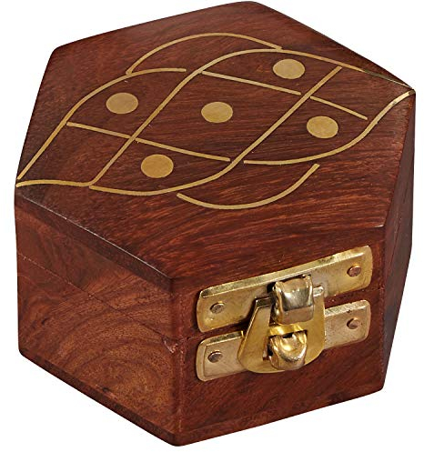 Orientalische Aufbewahrungsbox mit Deckel | Orientalischer Schmuckkästchen für Mädchen und Damen zur Schmuckaufbewahrung | Marokkanische kleine Schatulle Box aus Holz (Delya)