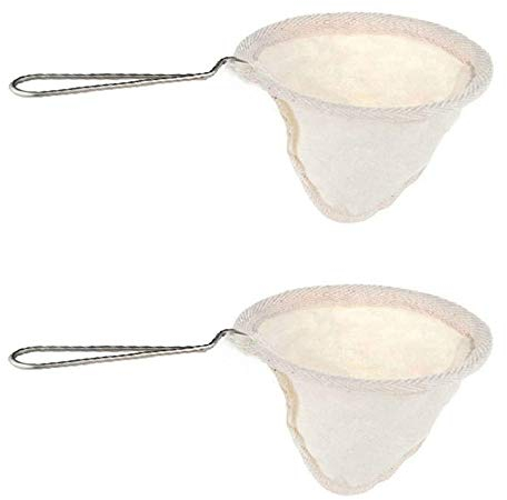 2Pcs 4-inchi Stainless Steel Handle Cloth Sock Reusable Coffee Tea Strainer Filter for Home Office Handmade Cafe Use
