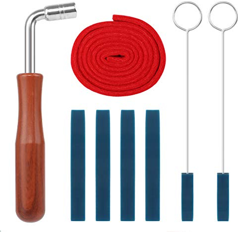 Jubaopen 8PCS Piano Tuner Tool Kit Professional Piano Tuning Kit Temperament Strip Including Tuning Wrench Hammer Temperament Strip Rubber Mutes Kit Mutes with handles for Piano Tuning