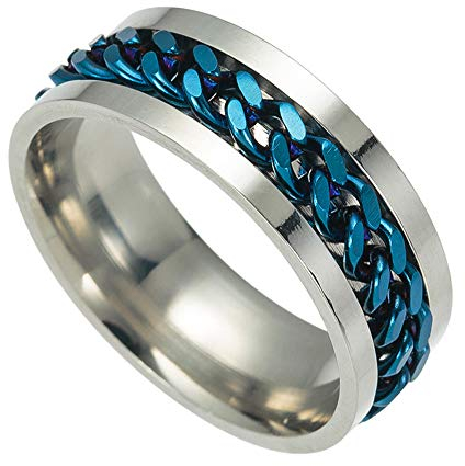 Generic Roman RomanTitan Edelstahl Kette drehbare Spinner Ring Ehering für Herren Geburtstag Engagement Väter Tag Größe 10 blau bequem und praktisch