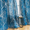 Fmfunctex Navy Silver Semi Sheer Curtains for Bedroom 72 Drop Voile Curtain for Living Room Branch Foil Eyelet Curtains Linen Textured Light Filtering Window Curtain Drapes for Dining Room 2 Panels