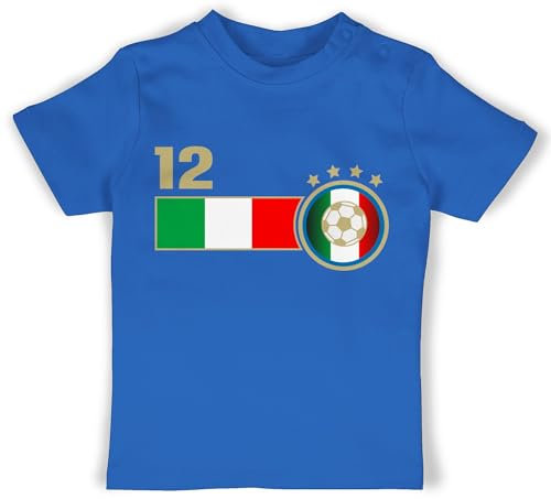 Baby T-Shirt Mädchen Jungen - 2026 Fussball WM Fanartikel - 12. Mann Italien Mannschaft - 12/18 Monate - Royalblau - Trikot em Tshirt 2024 Europameisterschaft Italy Shirt italienische