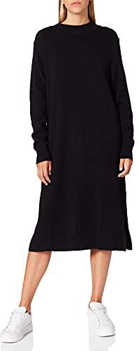 Vila Damen Viril Crew Neck L/S Midi Dress - Noos Kleid, Schwarz, XL EU