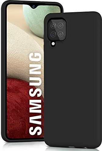 YATWIN Silicone Case for Samsung Galaxy A12 M12, Soft-Touch, Shockproof, DustProof, Antiskid Full Body Armour Phone Cover for Samsung Galaxy A12 M12 - Black