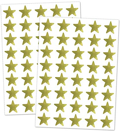 5000 Stück, Sticker Sterne Aufkleber Gold Glitzer- 15mm