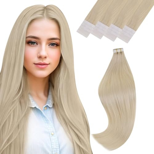 Vivien Blond Echthaar Tape Extensions Menschliches Haar Bleichblond Tape Echthaar Extensions Kurz 30cm 30g 20Pcs