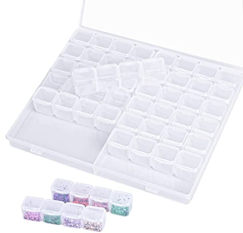 KYSUN Aufbewahrungsbox mit 56 Fächern, Kunststoff, Aufbewahrungsbox für Schmuck, abnehmbar, Diamant-Stickerei, multifunktional, Organizer für Ohrringe/Strass/Diamantmalerei