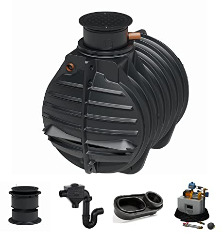 Zisterne Erdtank 4500 Liter Komfort V inkl. Ausgleichsdom, Deckel, Regenwasserfilter mit Siphon, beruhigtem Zulauf und Regenwasserpumpen-Set - Regenwasserbehälter bzw. Regenwassertank unterirdisch