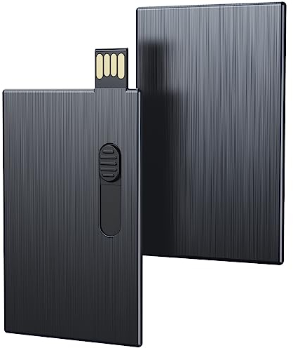 Uflatek 16GB USB-Stick Business Kreditkarten USB 2.0 Flash-Laufwerk Metall Shell Speicherstick Schwarz Flash Drive Scheckkartenform Neuheit Memory Stick Extern Speicher für Computer Laptop