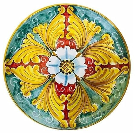 Piatto ornamentale in ceramica siciliana Ø 25 cm - vari decori disponibili - stile 2