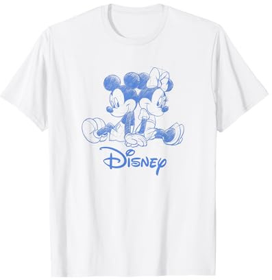 Disney Mickey Mouse and Minnie Sketch with Logo T-Shirt