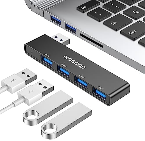 MOGOOD USB Hub 3.0 für Laptop - Ultra Slim Daten Splitter [Laden Nicht Unterstützt] - Multi Port Expander Adapter Station für Windows PC, Mac, Drucker, Flash Drive, Mobile HDD
