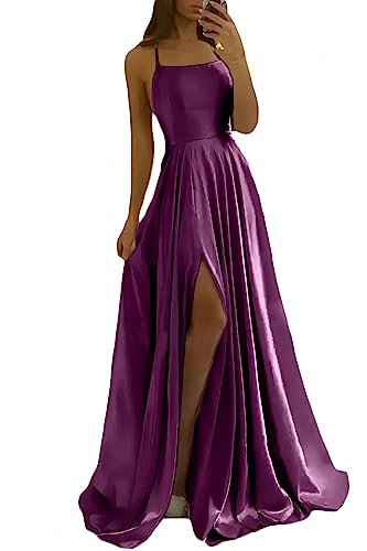 xxxiticat - Abito da sera da donna, elegante, abito da sposa, da principessa, da damigella d'onore, con scollo a V e spalle scoperte, , Lilla, L