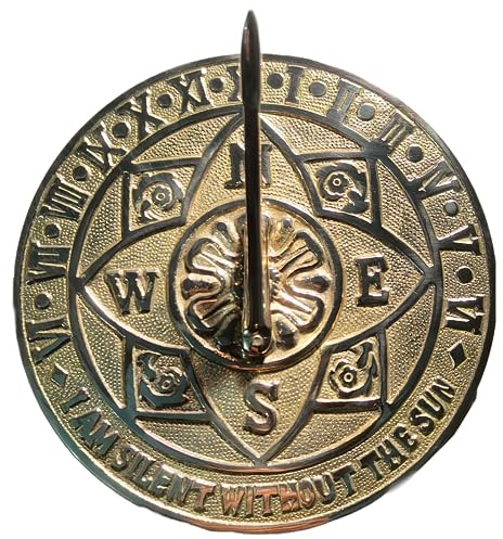 WARESHIRE Horloge à cadran solaire en laiton pour jardin, cour, extérieur | Grande horloge à cadran solaire vintage faite à la main en laiton parfait pour les proches | Cadeau de décoration