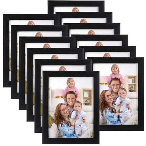 Giftgarden Cadre Photo 15x20 cm Noir Lot de 12, Cadre Photo Noir Classique pour Maison, Chambre, Bureau, Couloir ou Galerie