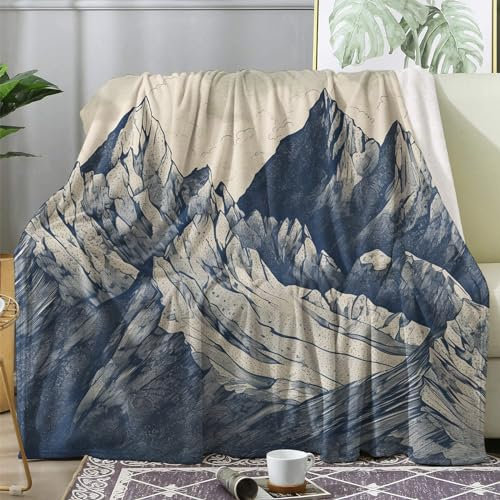 ECOTOS Kuscheldecke Flauschig Berge, Große Decke Fleecedecke 220x240 Landschaft, Flanell Sofadecke Blanket XXL, Wohndecke Schlafdecke Winter Warm Weich, Deko Decken für Couch Bed