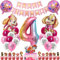 Siphus Geburtstagsdeko Mädchen 4 Jahre, Hund Patrol Geburtstag Deko, Sky Luftballons 4 Geburtstag, Folienballon Zahl 4, Happy Birthday Banner, Dog-Patrol Tortendeko als Kindergeburtstag Partydeko