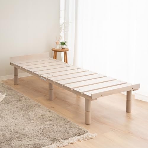 EMOOR Futonbett OSMOS Tagesbett 65 x 185 cm für Japanische Futon-Matratze, Höhenverstellbar (5/18/31cm), Grau, Tatami Natürlich Kiefern Holzmöbel Japanischer Stil Massives Holzbett Palettenbett